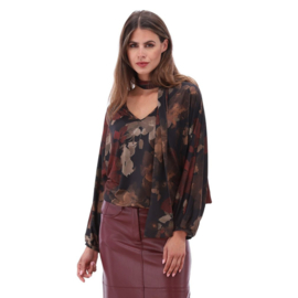 K-design B126 P013 Travelstof blouson top met sjaaltje | FW2025-2026