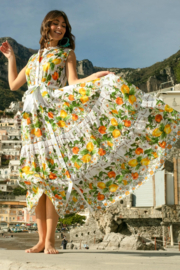 Antica Sartoria FC174 | Witte boho jurk met print