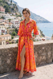 Antica Sartoria FC191 | Fuxia boho jurk met print