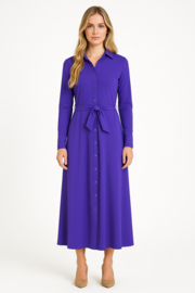 Only-M travelstof maxi jurk 064A met ceintuur Violetta