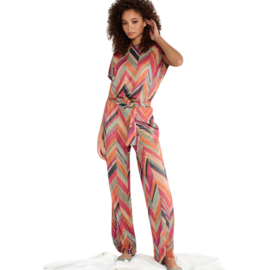 K-design A253 P975 jumpsuit met zigzag print en riem