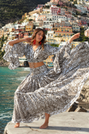 Antica Sartoria FC213 | Ecru boho rok met print