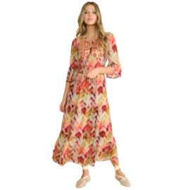 K-design A506 P932 boho maxi jurk met print en lovertjes