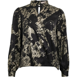 Costamani Tikki zwarte blouse met gouden print