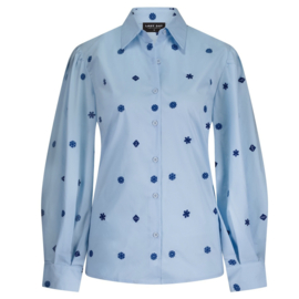 Lady Day Cannes blouse met geborduurde bloemen - Sky