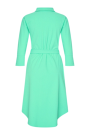 Mi Piace travelstof jurk met blousekraag & band - Mint