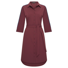 Mi Piace MP202665 | travelstof jurk met bies & band - Burgundy