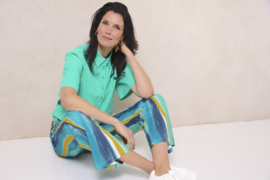 Mi Piace rechte travelstof broek Swirly - Mint Leaf