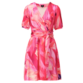 K-design A206 P976 klokkende travelstof jurk met print en riem