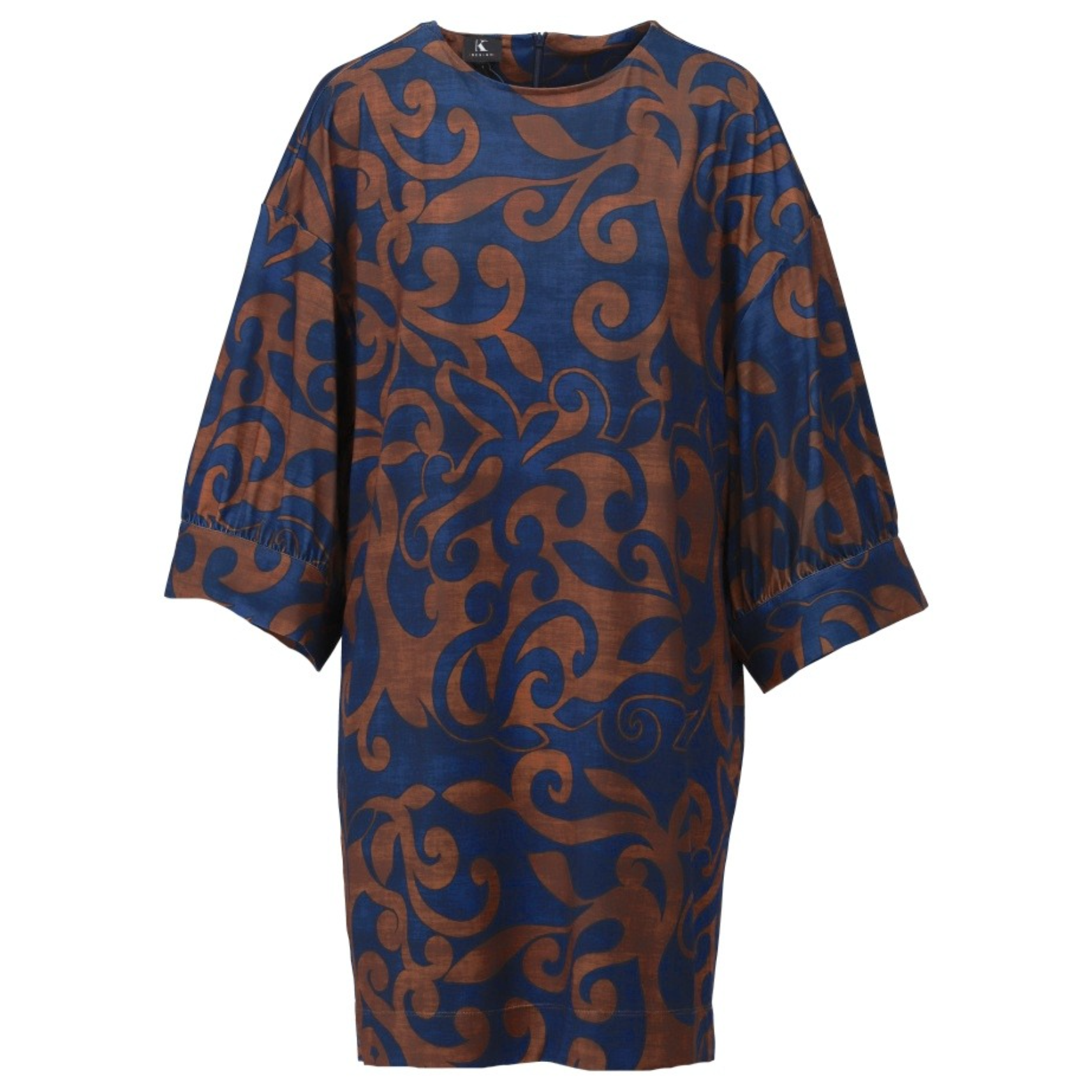 *PRE-ORDER* K-design B311 P057 Travelstof jurk met ronde hals en print | FW2025-2026
