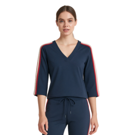 Mi Piace MP202666 | travelstof top met bies - Dark blue