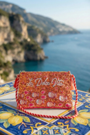 Antica Sartoria FC711 | Rosso schoudertas met pailletten