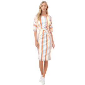 Mi Piace travelstof jurk Swirly met boothals & band - Grape Apple