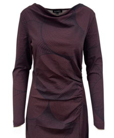 Mi Piace MP202652CIPT | travelstof jurk met circle print - Burgundy