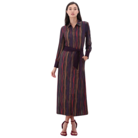 K-design Z306 P863 travelstof maxi polo jurk met riem & print