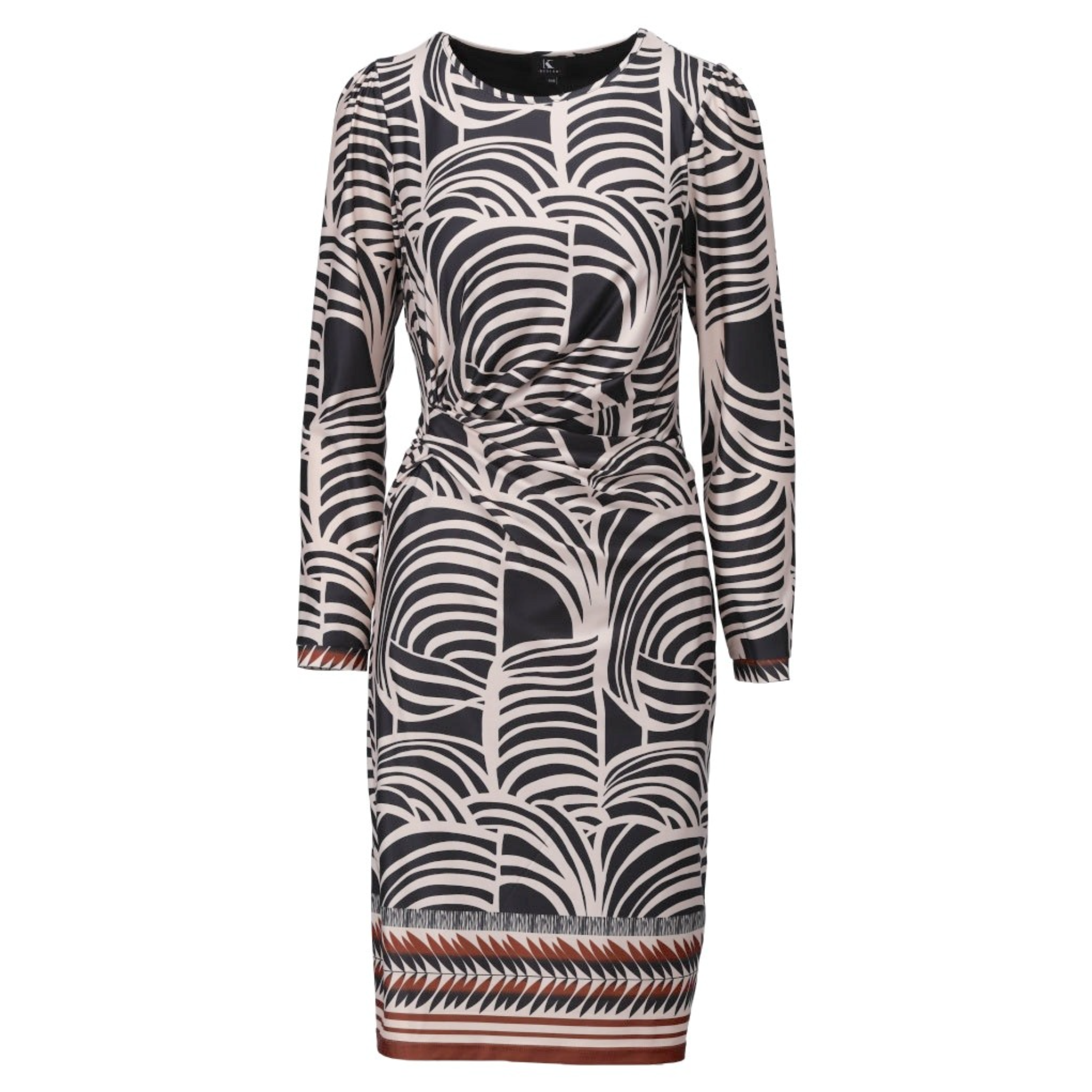 K-design B320 P056 Travelstof jurk met ronde hals en riem