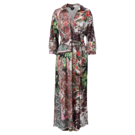 K-design A329 P939 travelstof maxi jurk met riem