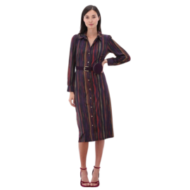 K-design Z308 P863 travelstof midi polo jurk met riem & print