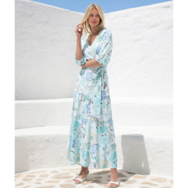 K-design C312 P108 | Travelstof maxi jurk met V-hals en riem | SS2026