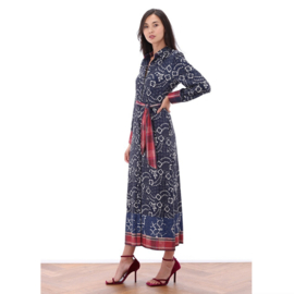 K-design Z359 P881 travelstof maxi polo jurk met riem & print