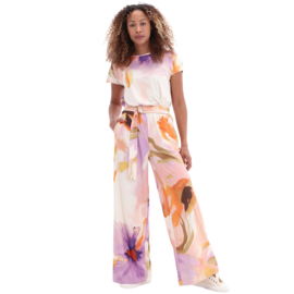 K-design A323 P954 travelstof jumpsuit met print en riem
