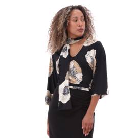 K-design A106 P908 travelstof top met bloemen print en sjaaltje