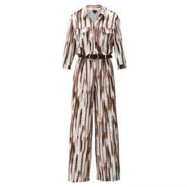 K-design A208 P983 travelstof jumpsuit met print en riem
