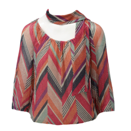 K-design A252 P975 travelstof top met zigzag print en sjaaltje