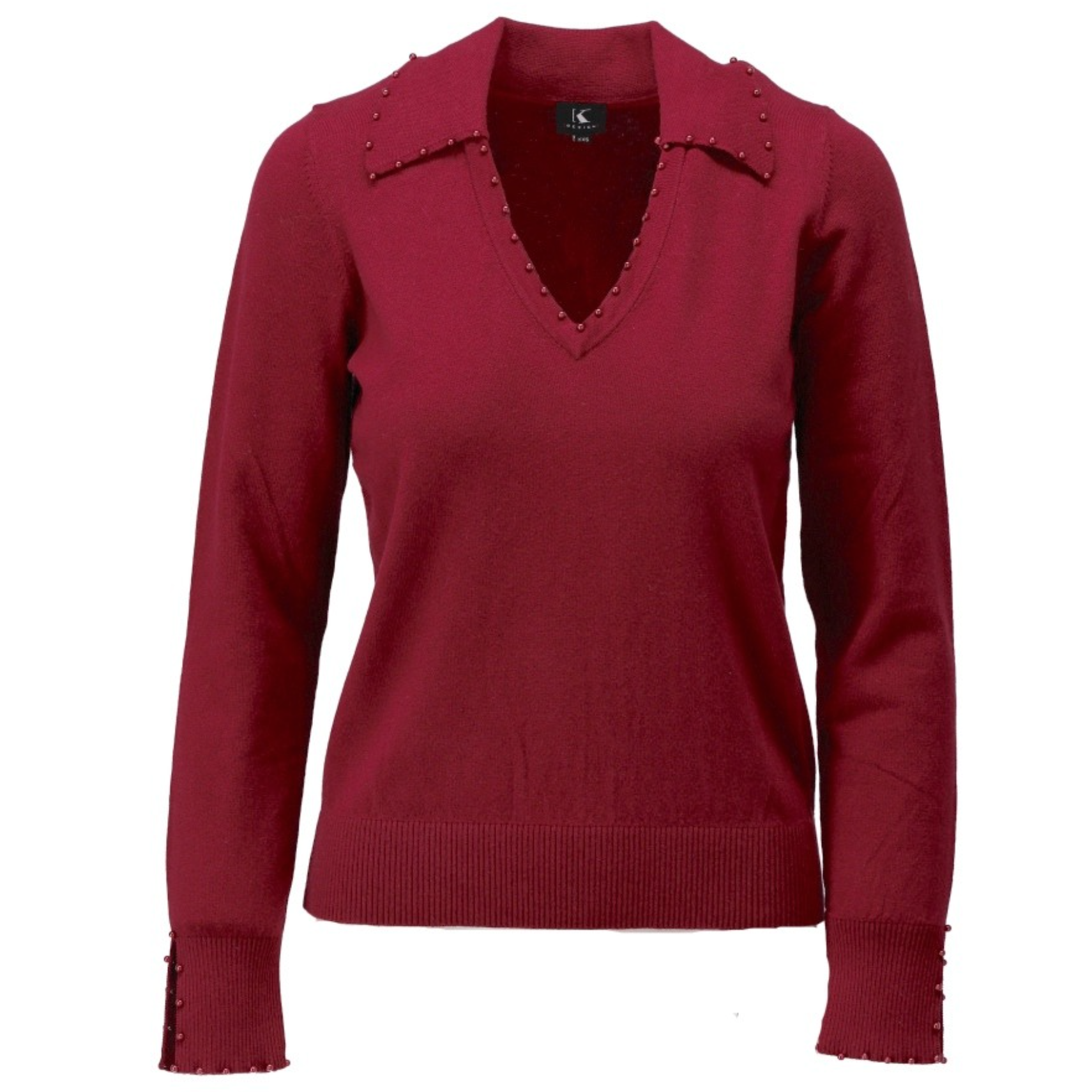 *PRE-ORDER* K-design B825 Burundy Gebreide pull met parels | FW2025-2026