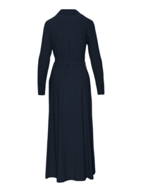 Only-M travelstof maxi jurk 064A met ceintuur Navy