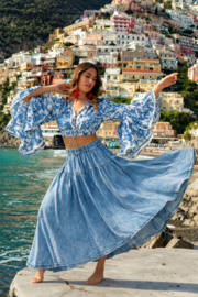 Antica Sartoria FC212 top | Turchese Top met print