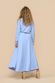 Mi Piace MP202123 Travelstof Maxi Rok – Lavendel Blauw