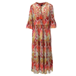 K-design A506 P932 boho maxi jurk met print en lovertjes