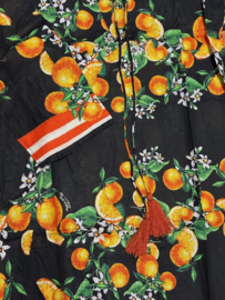 Antica Sartoria FC524 | Zwarte kaftan jurk met print