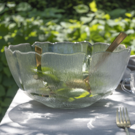Saladeschaal - Serveerschaal - vintage - Glas -  set van zeven - inclusief zes kopjes  - vintage - Arcoroc
