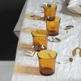Glas - Waterglas - vintage - Amberkleurig  - set van twee