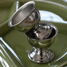 Eierdop - vintage - set van twee - zilverkleurig