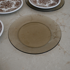 Bord - vintage - rookglas - Arcoroc - set van ZES