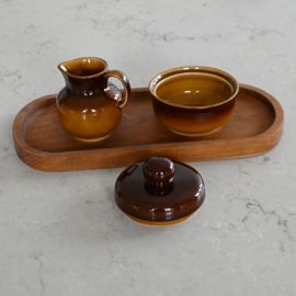 Suiker en melkset - Set voor olie, zeezout, kruiden - vintage - Colditz ( exclusief houten plateau )
