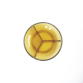 Schaal - vintage - Glas - Vakverdeling - Amberkleurig
