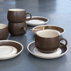 Kop en schotel - Cappuccino kop - vintage - Denby England - set van twee ( 2x 2 beschikbaar )