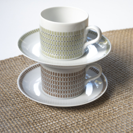 Kop en schotel - Koffiekop - Espressokop - vintage - set van TWEE