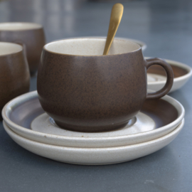 Kop en schotel - Cappuccino kop - vintage - Denby England - set van twee ( 2x 2 beschikbaar )