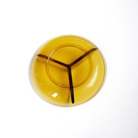 Schaal - vintage - Glas - Vakverdeling - Amberkleurig