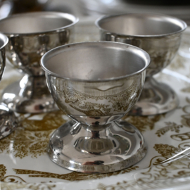 Eierdop - vintage - set van vier - zilverkleurig