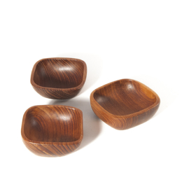 Schaaltje - vintage - teak - set van drie