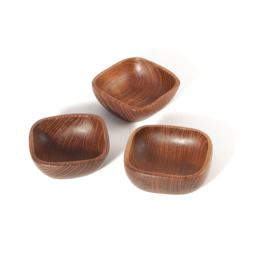 Schaaltje - vintage - teak - set van drie