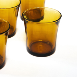 Glas - Waterglas - vintage - Amberkleurig  - set van twee