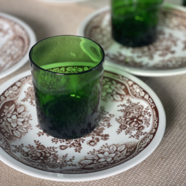 Glas - vintage - Emerald groen - set van ZES