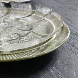 Serveerschaal - vintage - bloem -  Glas - Arcoroc Fleur